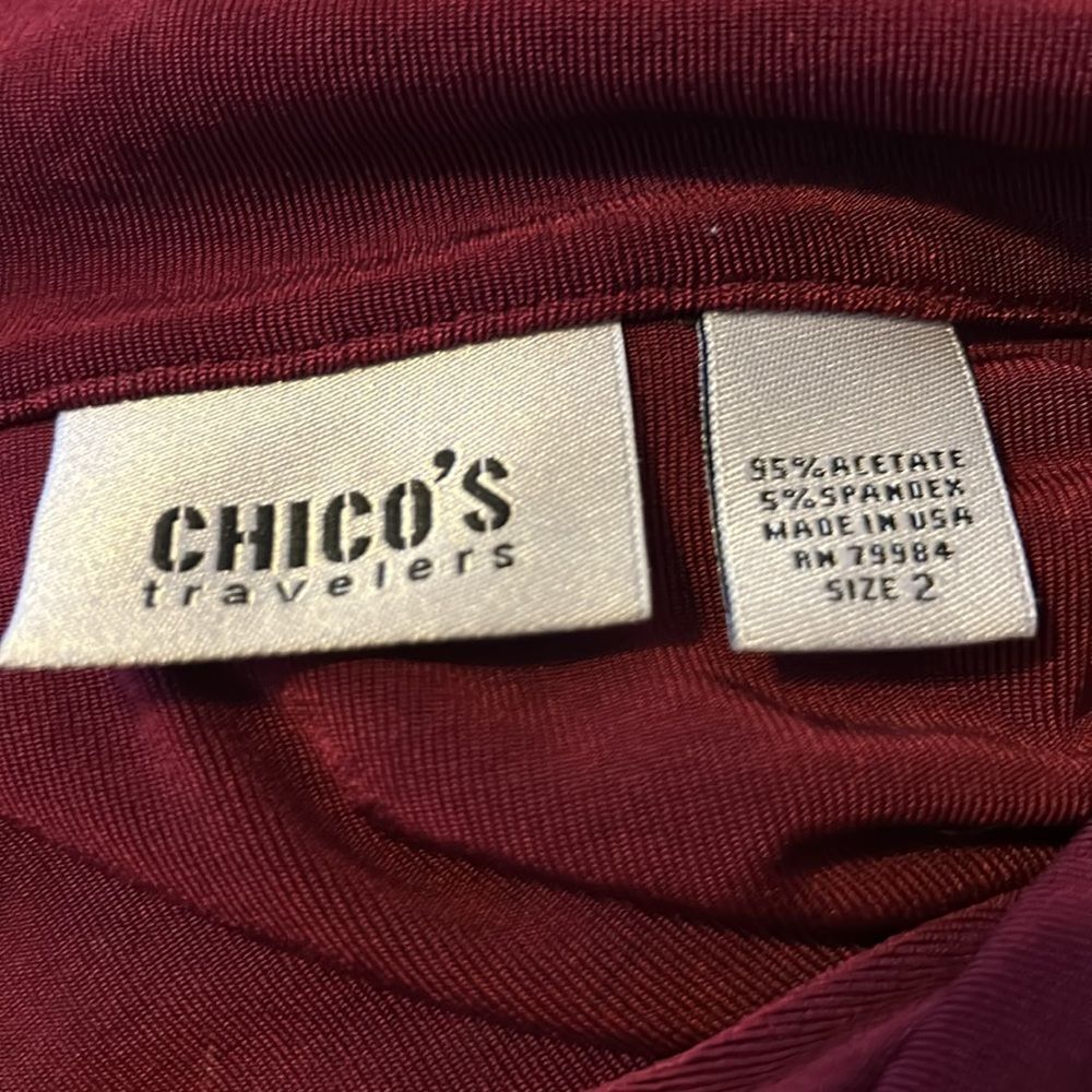 Chico's TRAVELER Red Lace Up Front Blouse Tunic Top Whimsygoth Chico’s 2 Large - Picture 4 of 5